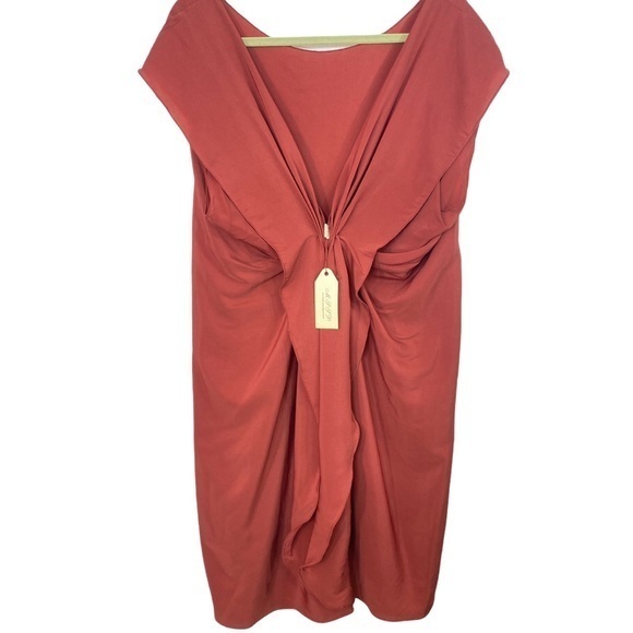 MSSP NWT Draped Back Caftan Silky Dress - XL - Rust Orange - Picture 5 of 8